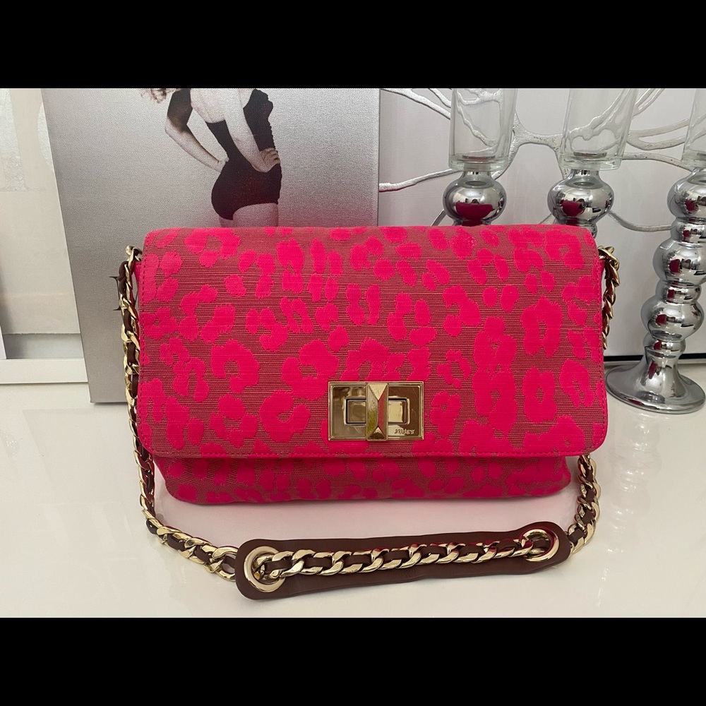Neon pink fabric and leather Juicy Couture shoulder bag